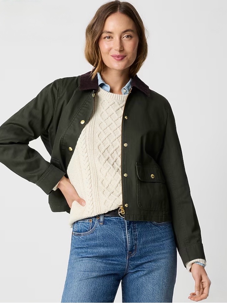 J. Crew Factory Classic Field Jacket In Olive And Brown Large Nwt